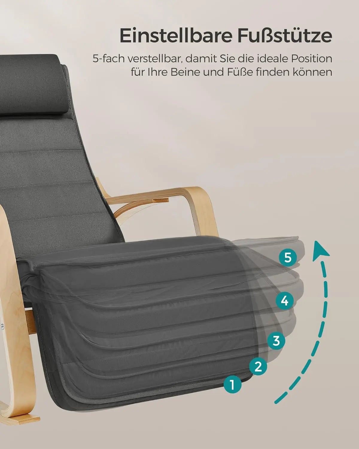 Schaukelstuhl Verstellbar Belastbar Wohnzimmer Dunkelgrau von Songmics