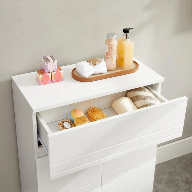 Badezimmerschrank mit Schublade verstellbar Weiss von Songmics