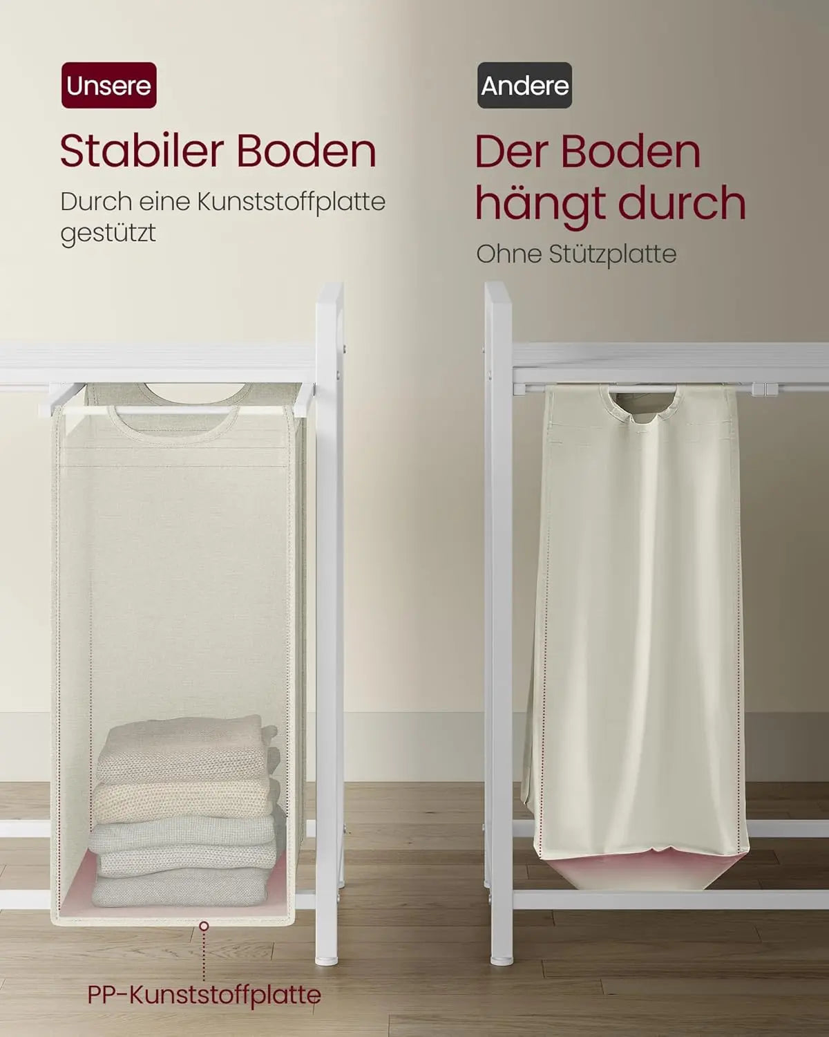 Wäschesortierer 4 Fächer Oxford Cremeweiss von guteszeug.ch