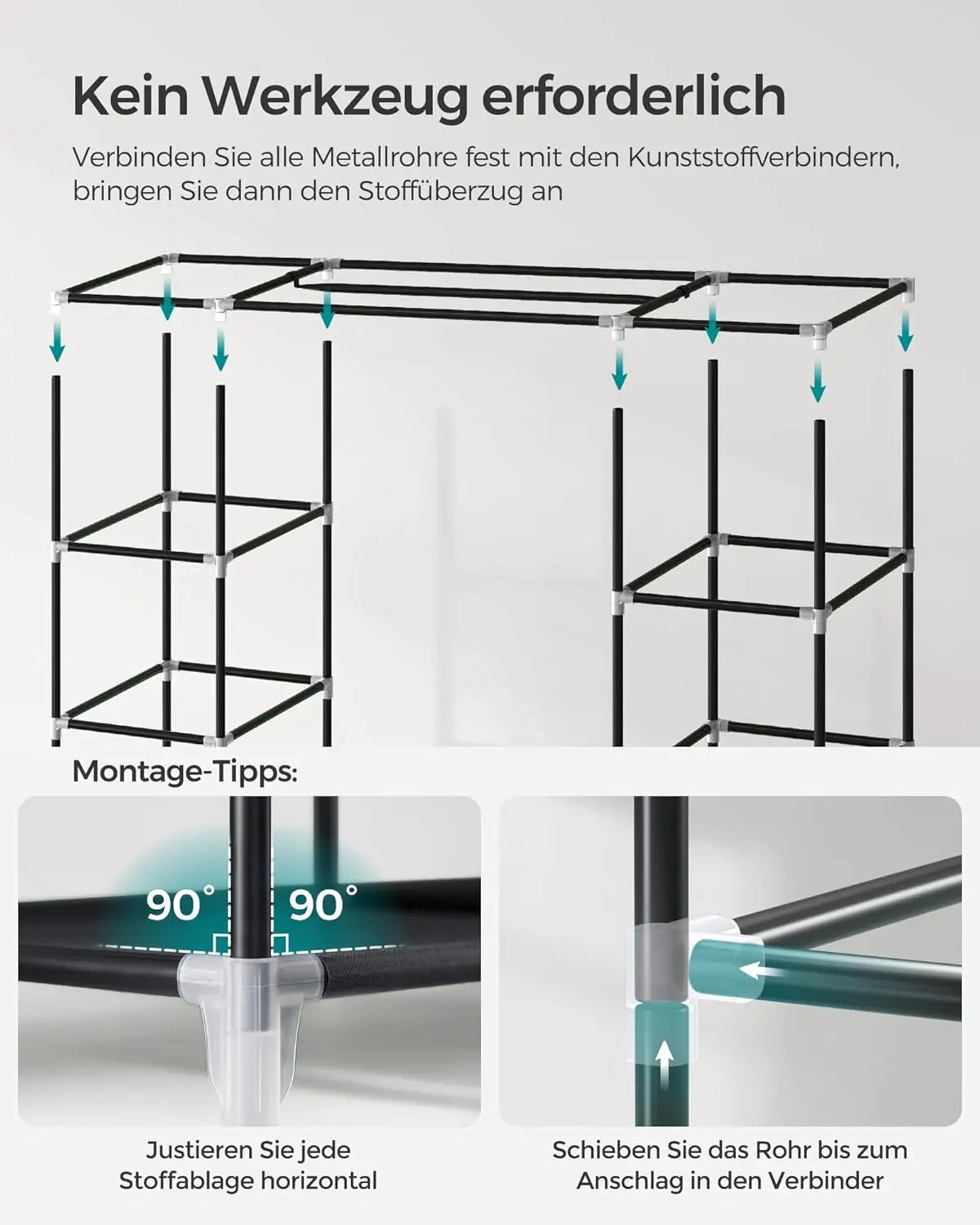 Kleiderschrank Stoffschrank mit Ablagen Schwarz von Songmics