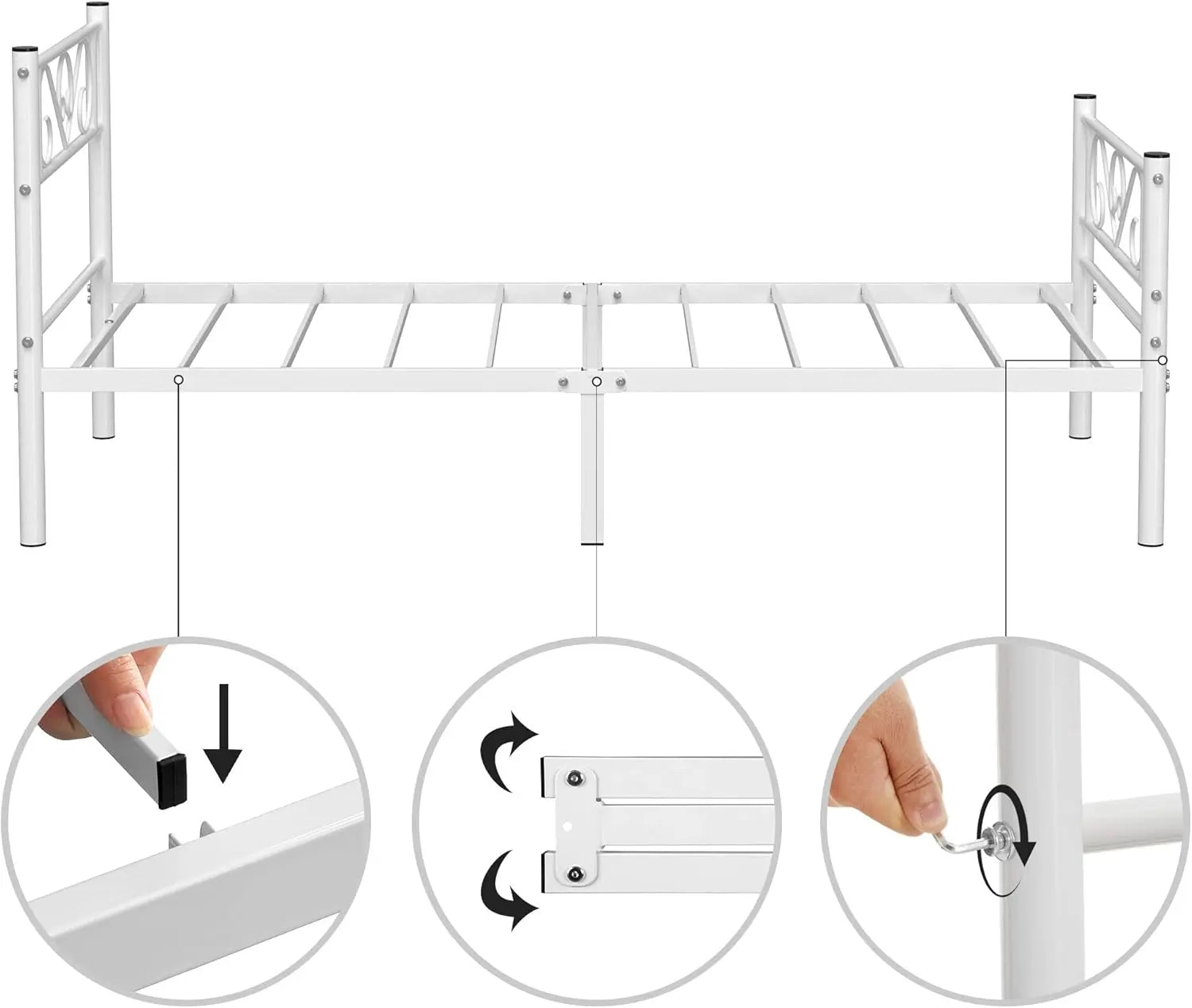 Metallbettgestell 90x190cm Weiss Platzsparend Einfachmontage von Songmics