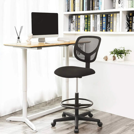Bürostuhl Höhenverstellbar Ergonomisch Drehbar Stoff Schwarz von Songmics