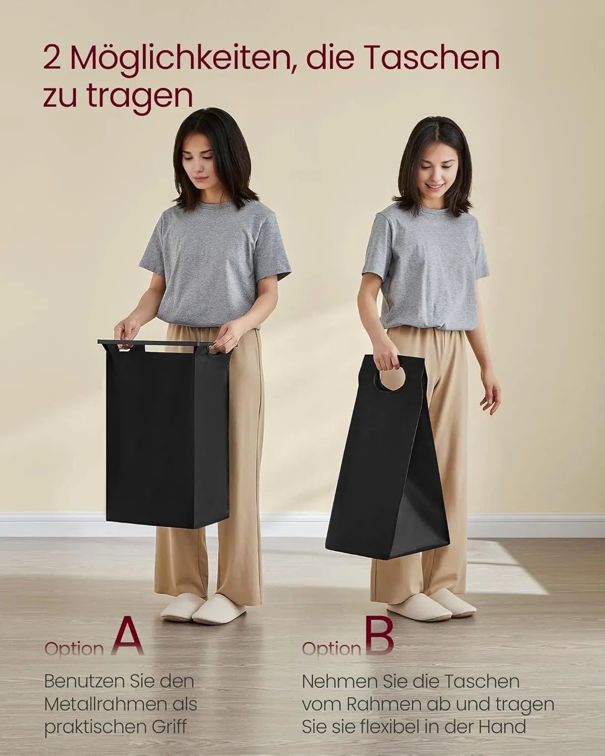 Wäschekorb 4 Fächer Metallrahmen Vintagebraun von Songmics