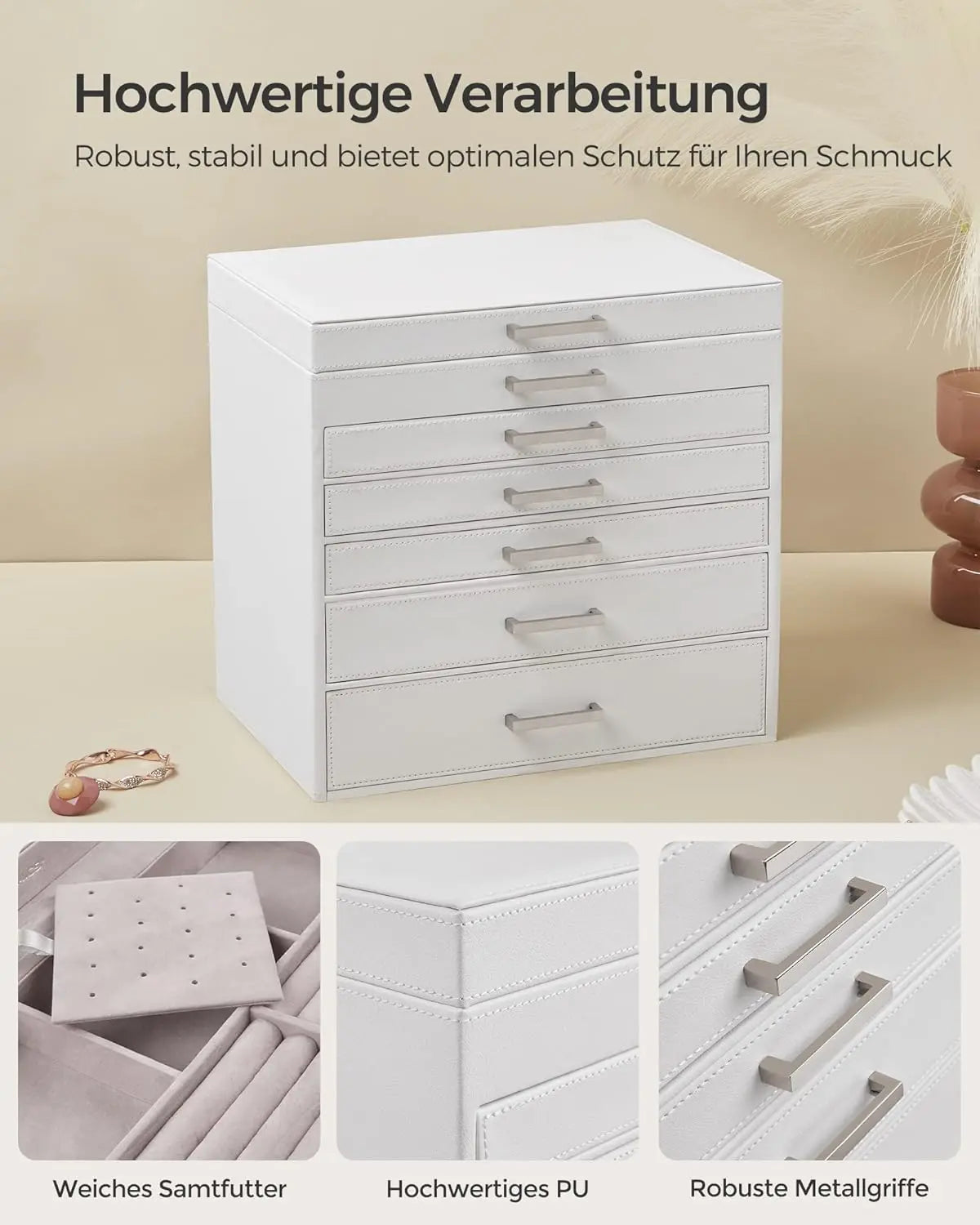 Schmuckkästchen mit Spiegel und Schubladen wolkenweiss von guteszeug.ch