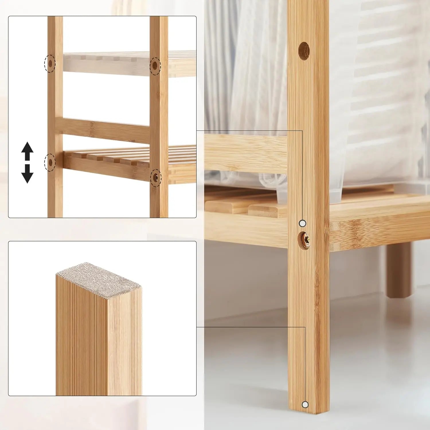 Bambus Standregal 3 Ablagen naturfarben von Songmics
