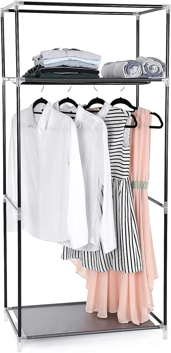 Stoff-Kleiderschrank zusammenklappbar grau 160cm von Songmics