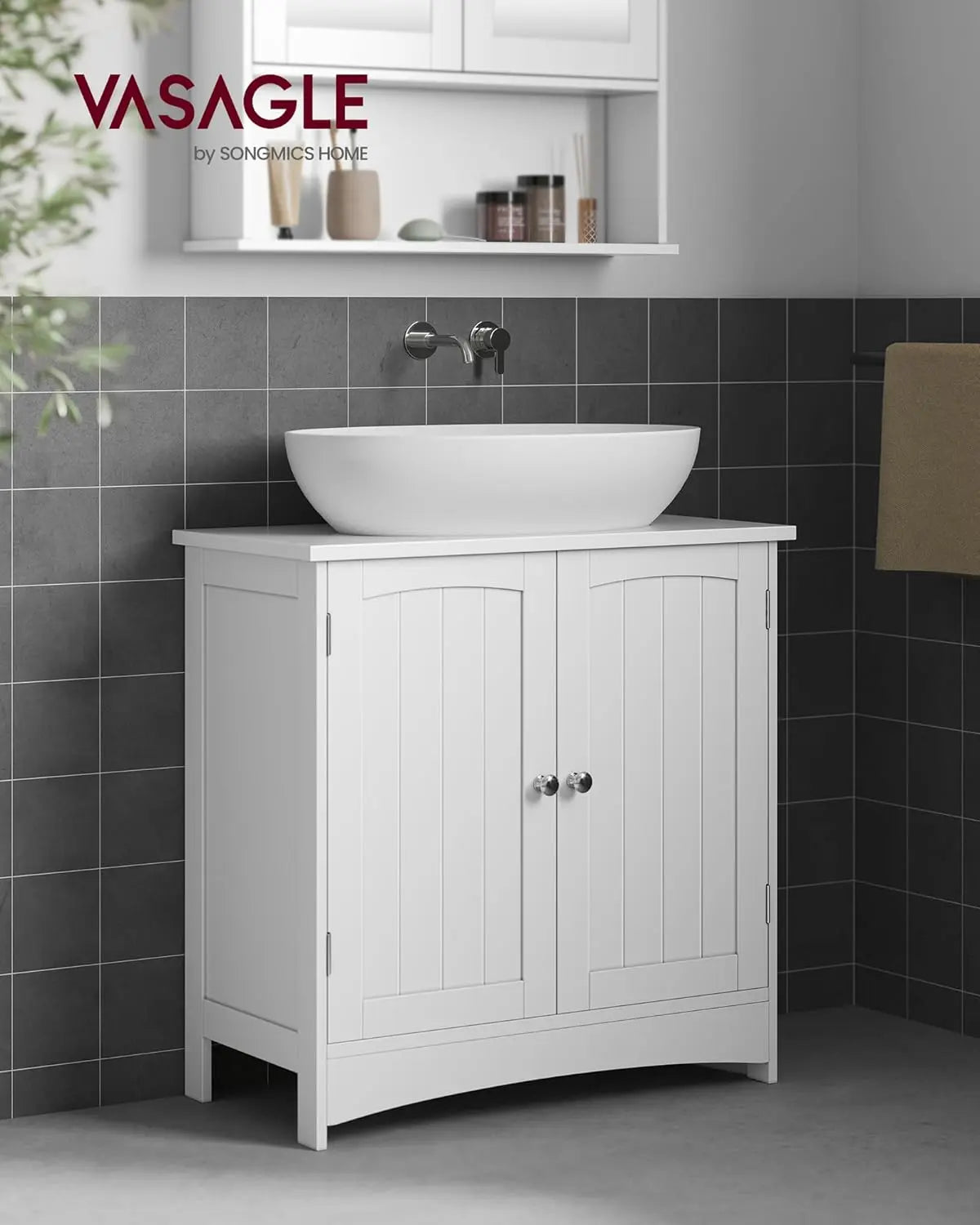 Waschbeckenunterschrank Badschrank mit Türen Weiss von Songmics