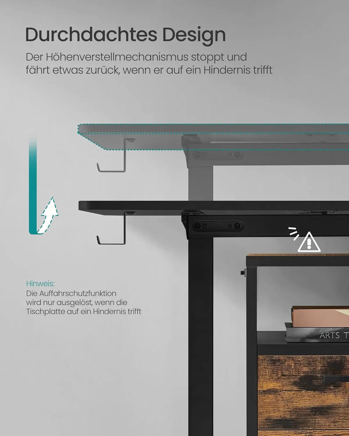 Elektrischer Schreibtisch 160x70 schwarz Metall von Songmics