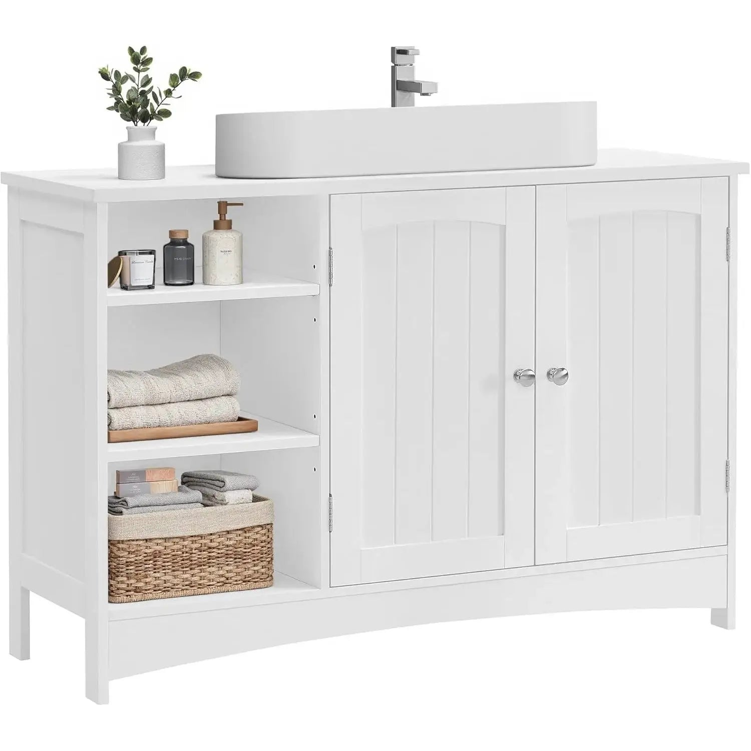 Waschbeckenunterschrank mit Türen und Fächern Weiss von Songmics