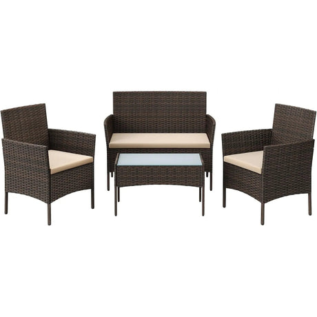 Polyrattan Lounge-Set braun-taupe wetterfest von Songmics