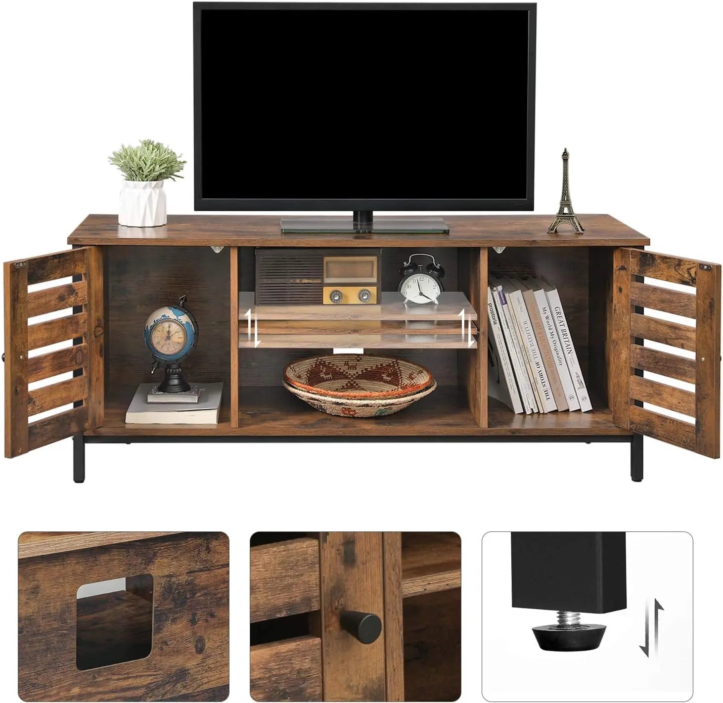 TV Schrank Industrie Design Vintagebraun Schwarz von Songmics