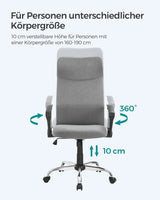 Bürostuhl ergonomisch höhenverstellbar gepolstert grau von Songmics