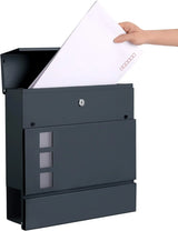 Briefkasten XXL mit Zeitungsfach abschliessbar Anthrazit von Songmics