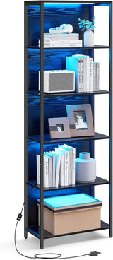 Bücherregal mit LED-Beleuchtung Ebenholzschwarz von Songmics