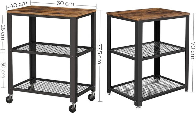 Servierwagen mit Holzplatte und Rollen Vintage von Songmics