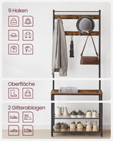 Garderobenständer mit Schuhablagen Vintagebraun-Schwarz von Songmics