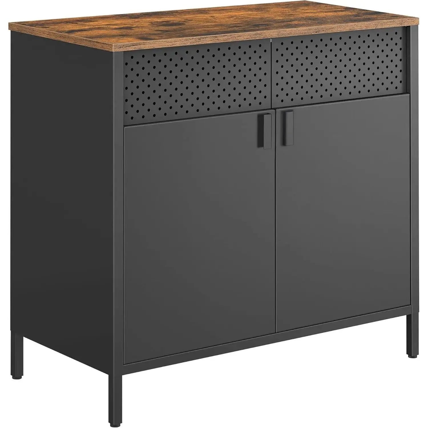 Aufbewahrungsschrank Metallschrank Doppeltür Verstellbar Vintagebraun von Songmics