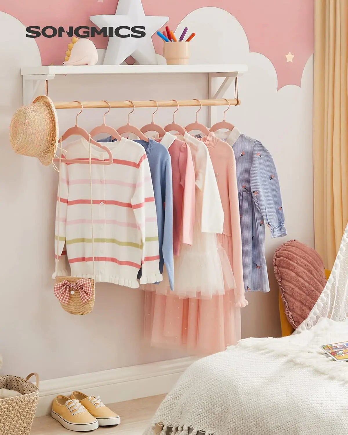 Kinderkleiderbügel Samt 50er Set pastellrosa von Songmics