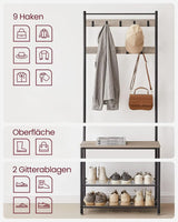 Garderobenständer mit Schuhablagen Industrie-Design Greige-Schwarz von Songmics