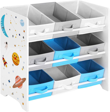 Kinderzimmerregal mit 9 Aufbewahrungsboxen Weltall Weiss von Songmics
