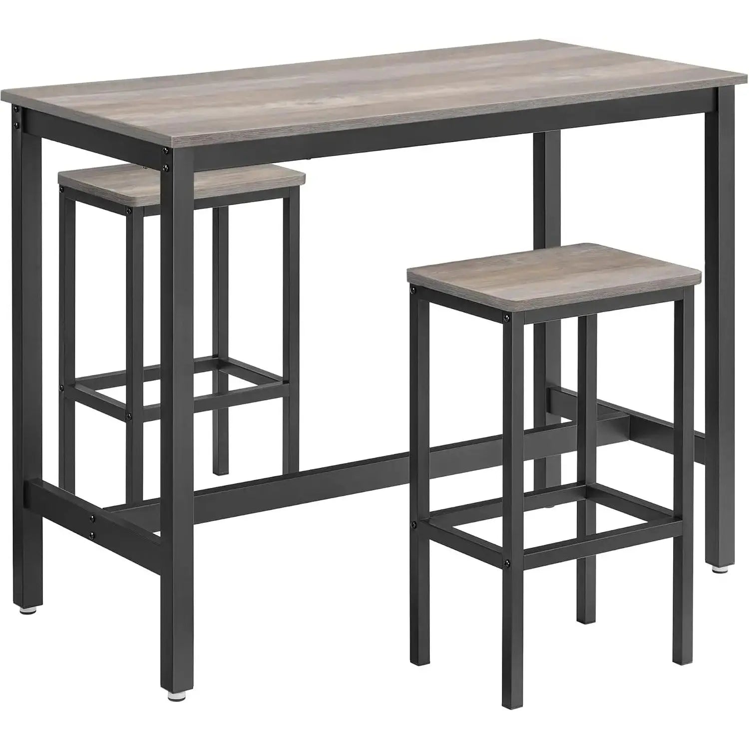 Bartisch-Set Industrie-Design Greige-schwarz Holz von Songmics