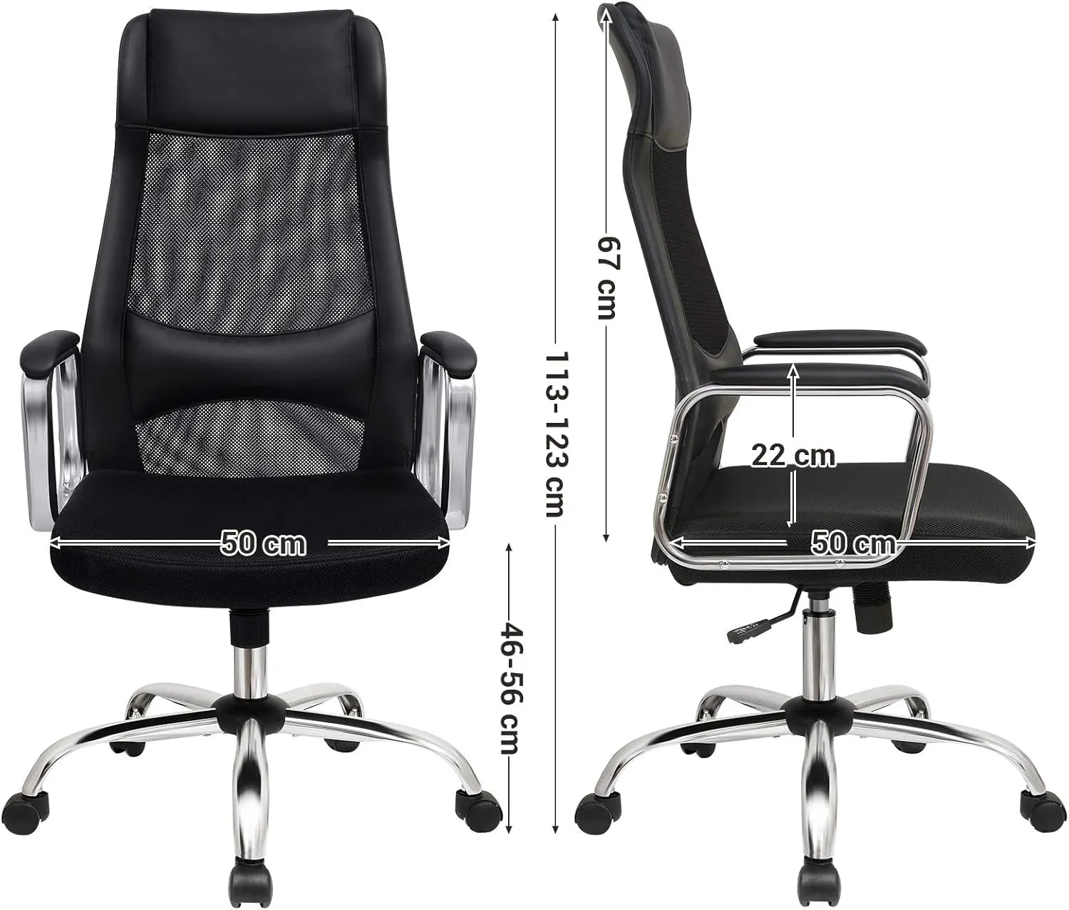 Bürostuhl Ergonomisch Höhenverstellbar Atmungsaktiv Schwarz von Songmics