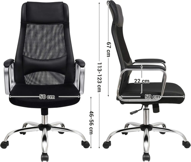 Bürostuhl Ergonomisch Höhenverstellbar Atmungsaktiv Schwarz von Songmics