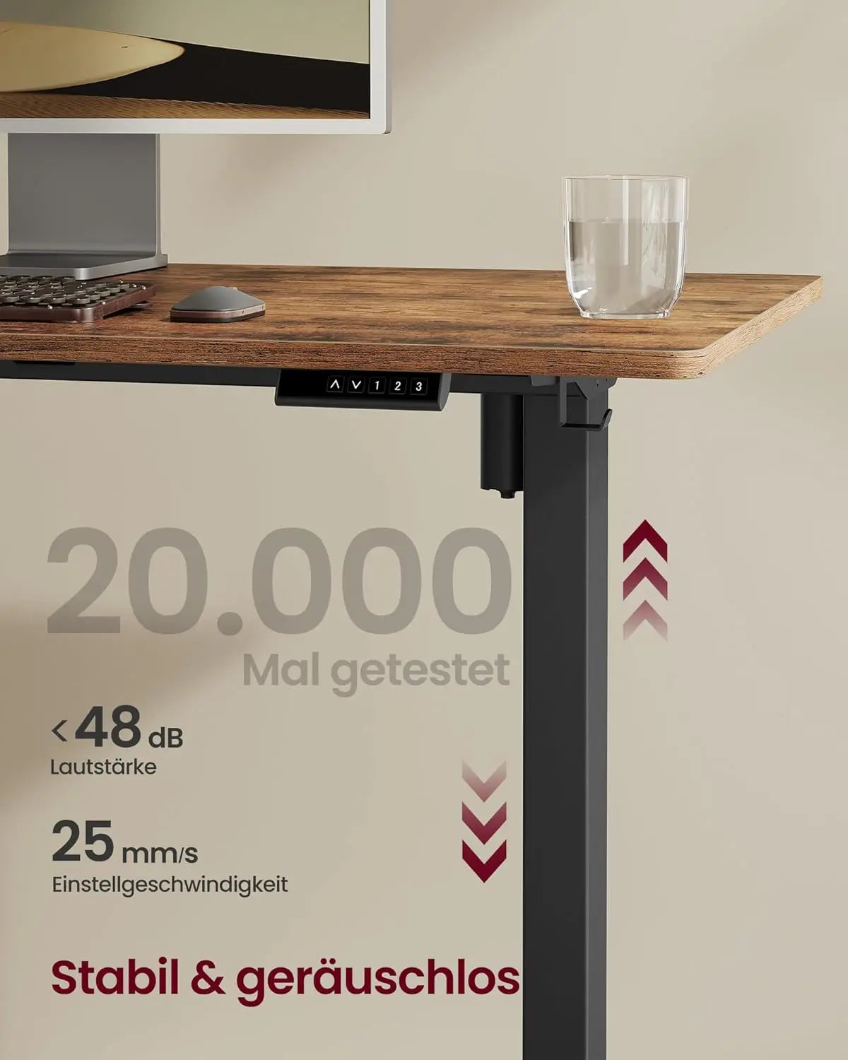 Elektrisches Tischgestell Memory-Funktion Stahl schwarz von Songmics
