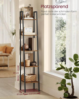 Bücherregal Leiterregal Industrie-Design Vintagebraun von Songmics