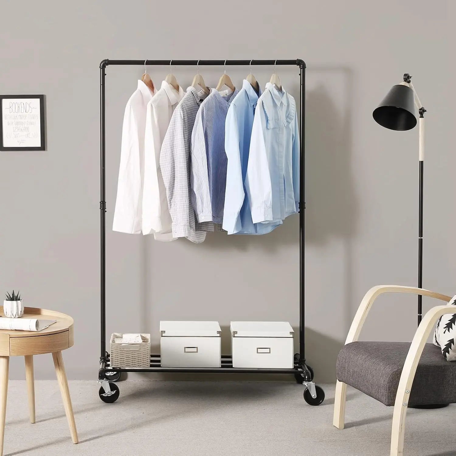 Kleiderständer Industrie-Design mit Ablage Schwarz von Songmics