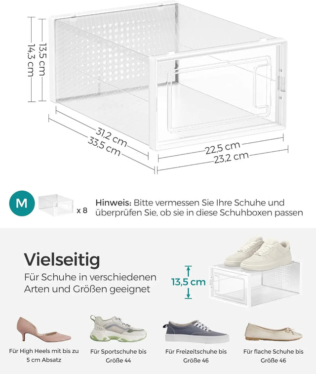Schuhboxen Set Organizer Faltbar Stapelbar Transparent von Songmics
