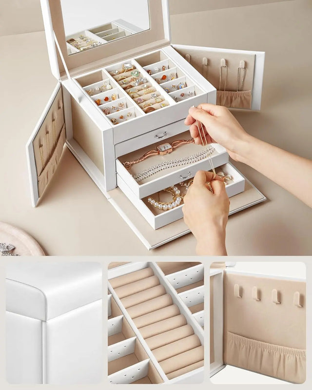 Schmuckkästchen mit Spiegel Schloss Wolkenweiss von Songmics