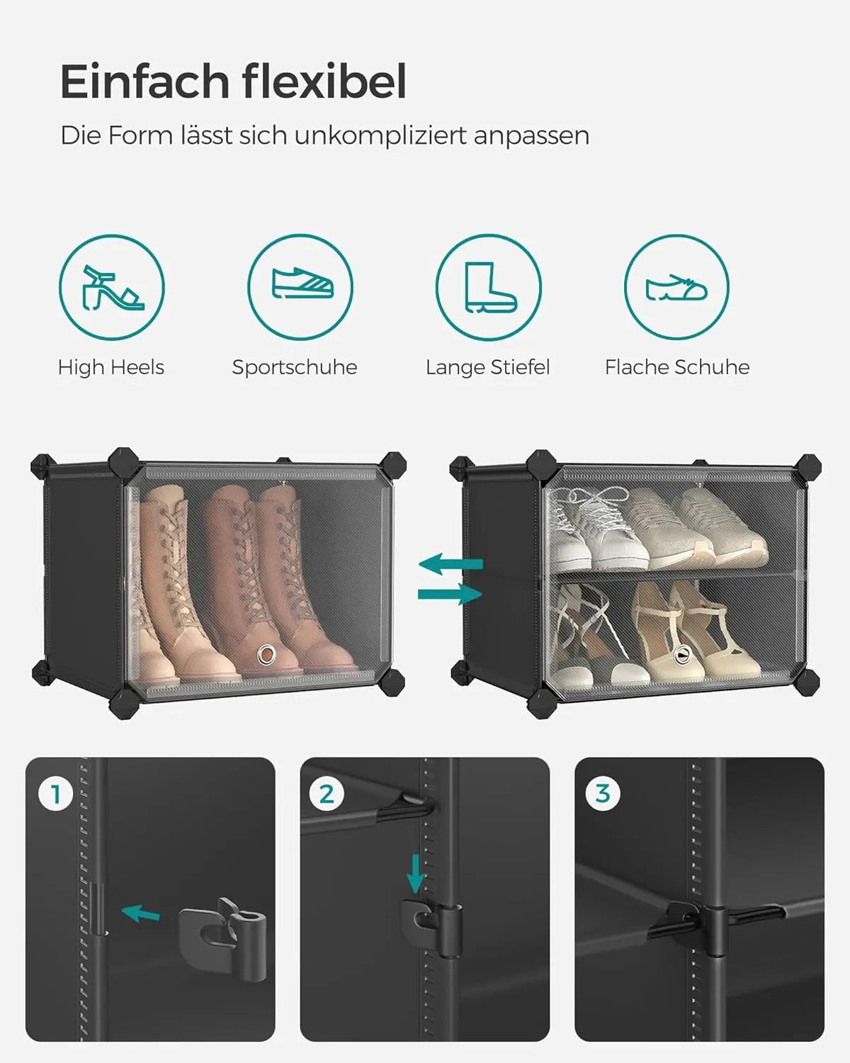 Schuhregal 40 Paar schwarz Kunststoff von Songmics