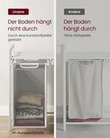 Wäschekorb mit 2 Fächern und Ablage, cremeweiss-mattweiss von Songmics