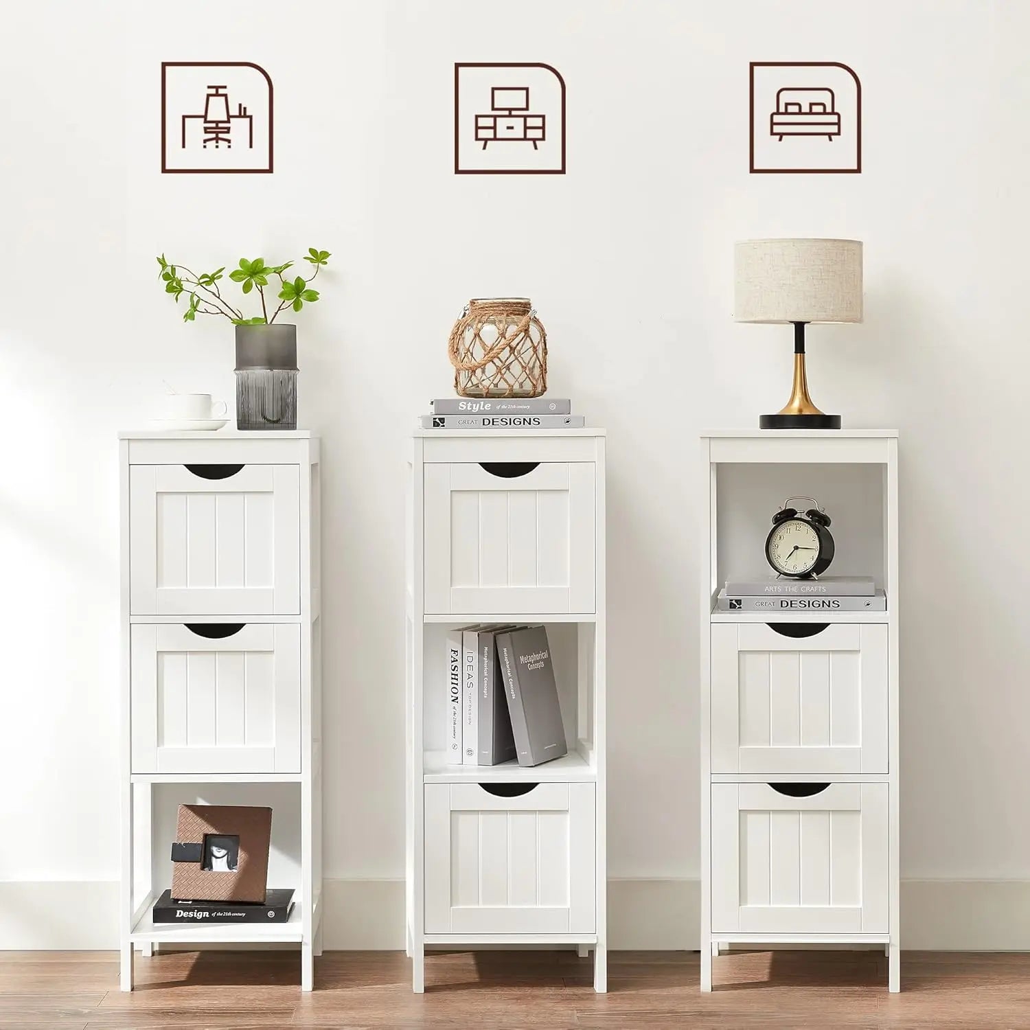 Badkommode Holzregal 4 Etagen Weiss von Songmics