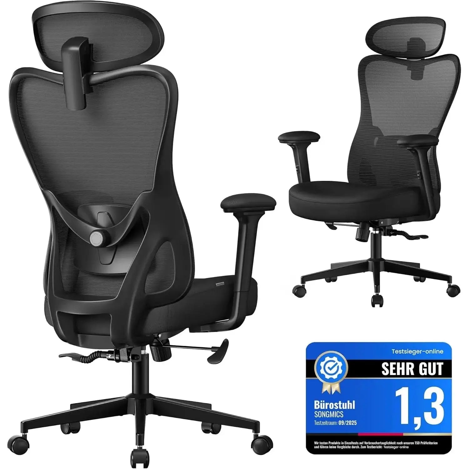 Bürostuhl ergonomisch verstellbar schwarz Netz von Songmics