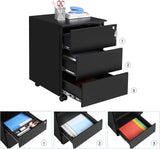 Rollcontainer abschliessbar Büro tintenschwarz von Songmics