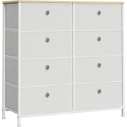 Kommode 8 Schubladen Stoff Creme Eiche von Songmics