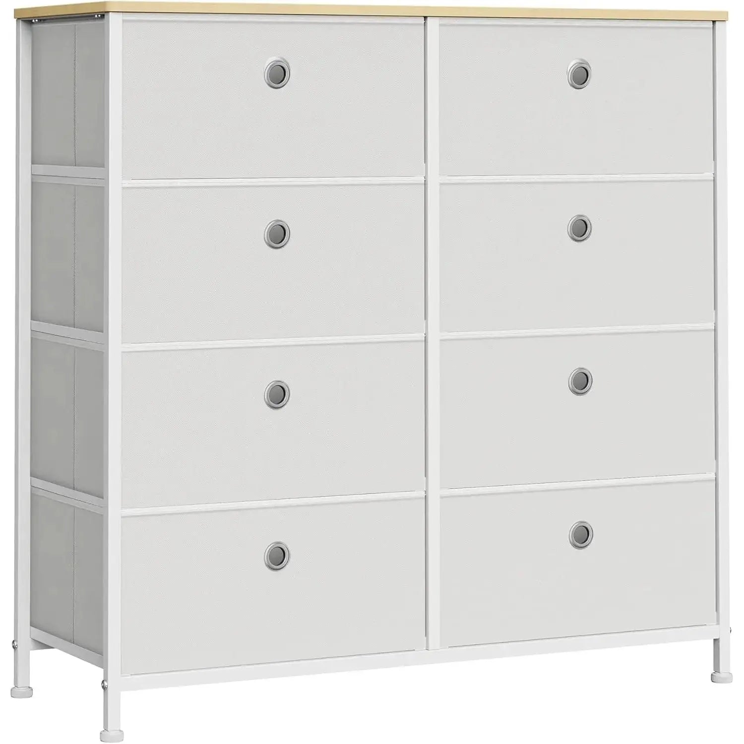 Kommode 8 Schubladen Stoff Creme Eiche von Songmics