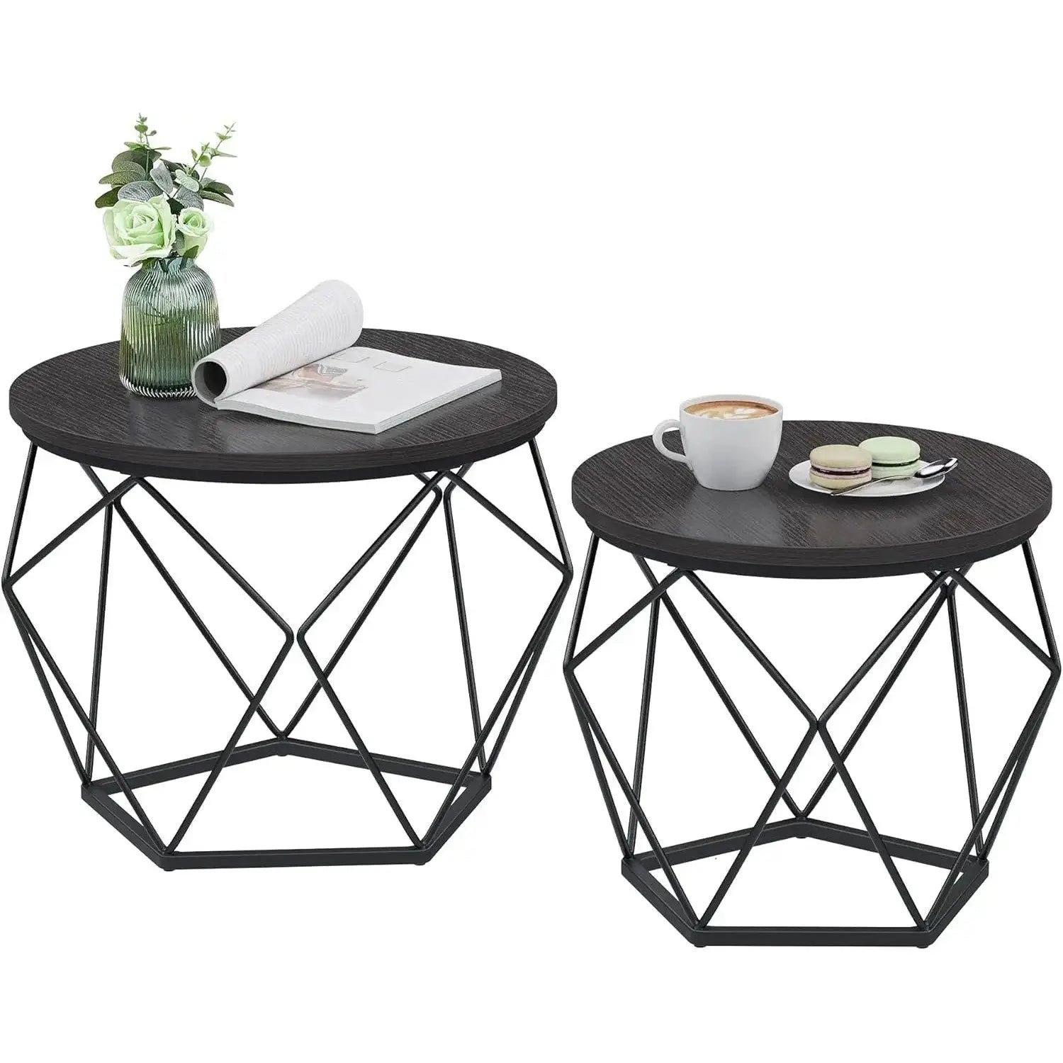 Couchtisch Set modern abnehmbar tintenschwarz von Songmics