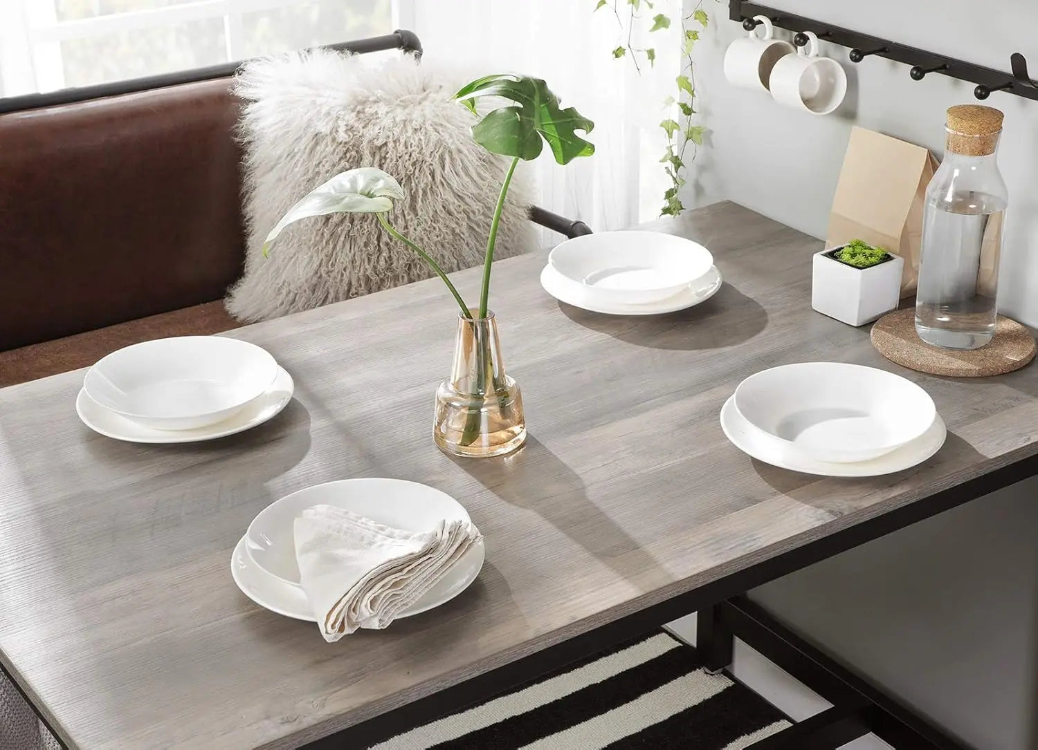 Bartisch-Set Industrie-Design Greige-schwarz Holz von Songmics