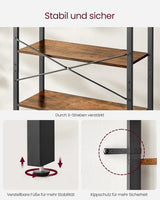 Bücherregal Industrie-Design freistehend vintagebraun-schwarz von Songmics