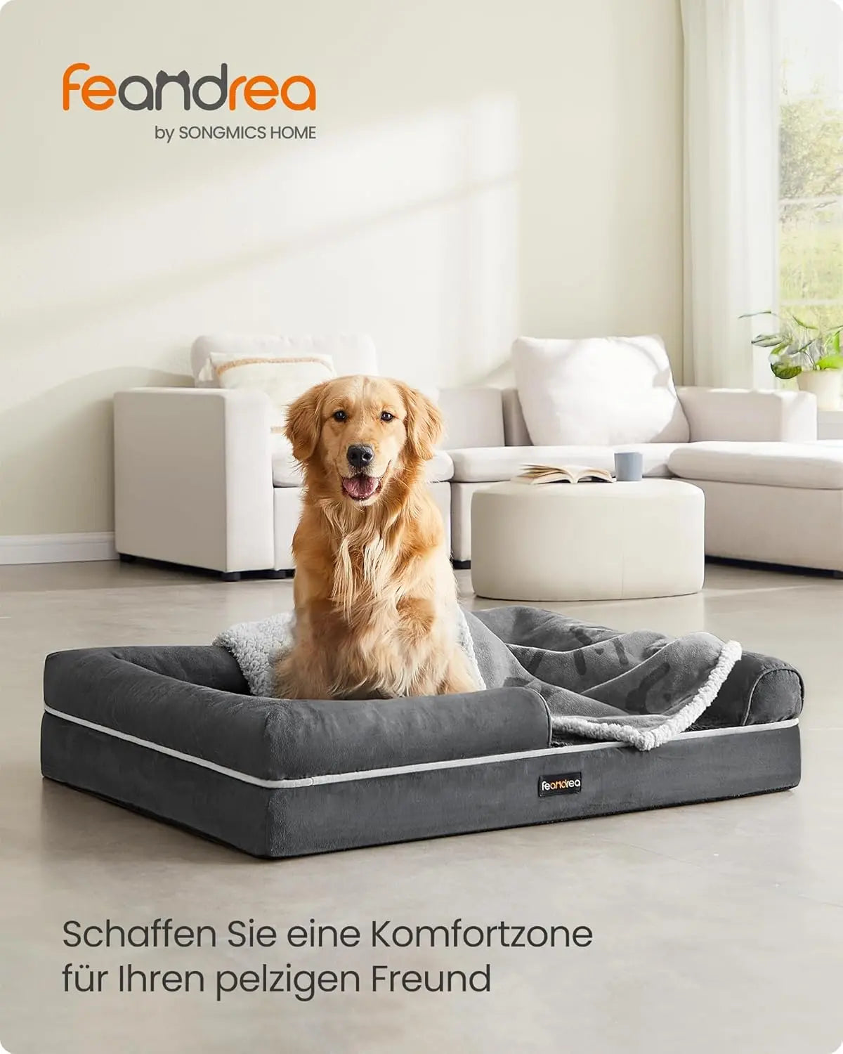 Hundebett orthopädisch waschbar dunkelgrau 106cm von Songmics
