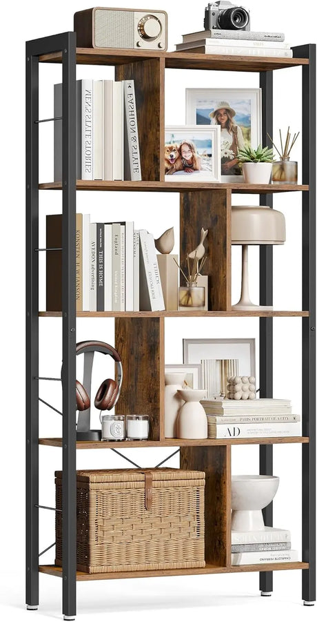 Bücherregal mit 8 Fächern auf 4 Ebenen vintagebraun von Songmics
