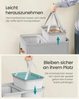 Wäschekorb 170L 2 Fächer Leicht Taubengrau von Songmics