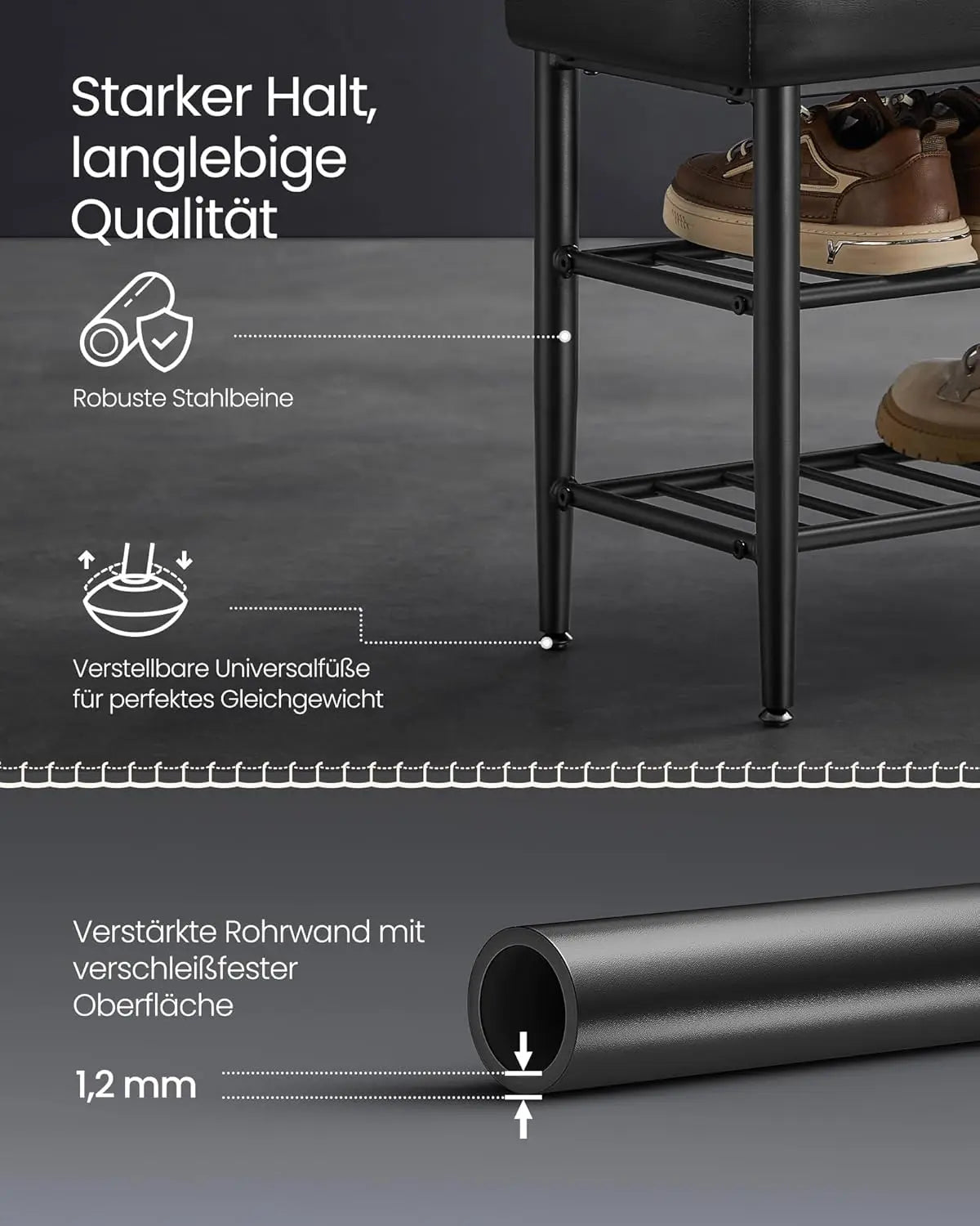 Schuhbank Kunstleder modern tintenschwarz 60er-Jahre von Songmics