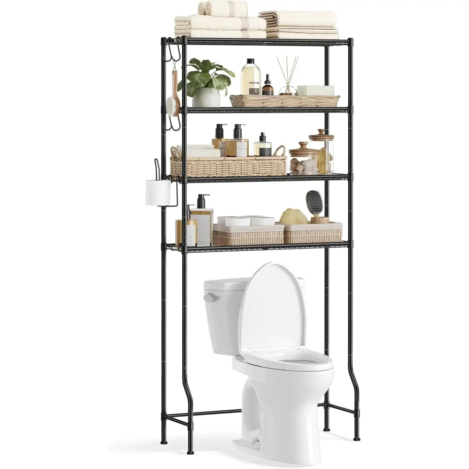Badezimmerregal 4 Etagen schwarz Metall von Songmics