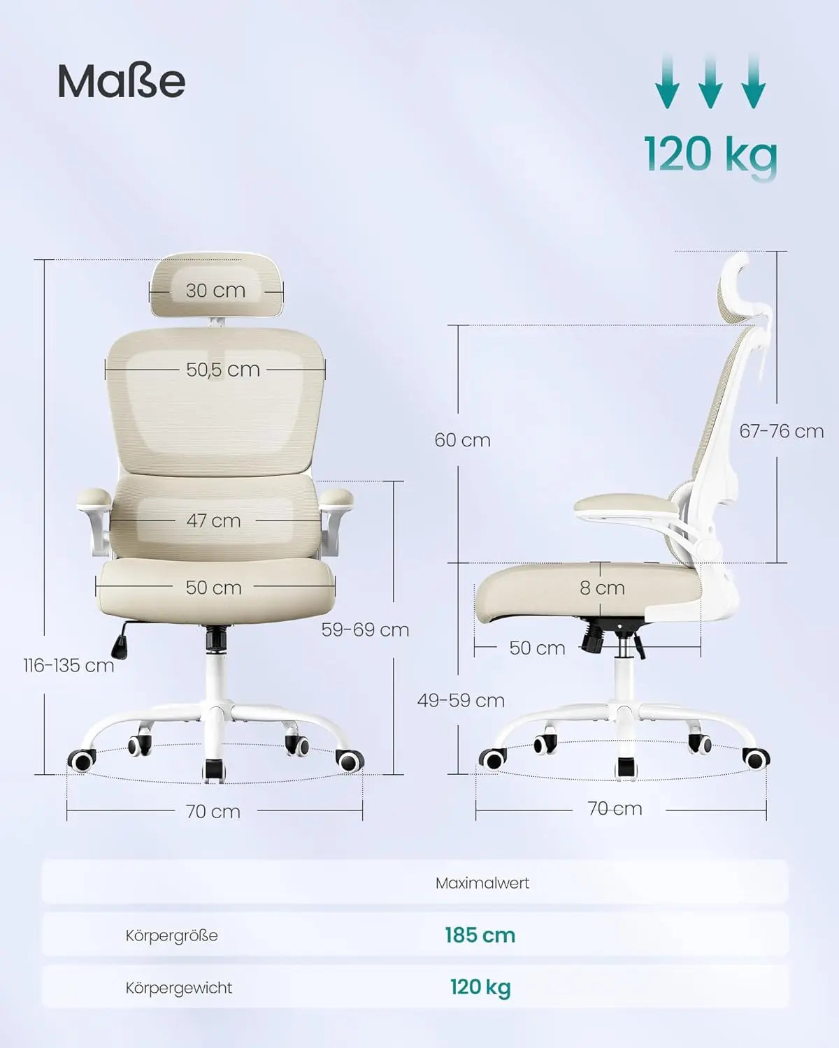 Bürostuhl ergonomisch Netz sandbeige atmungsaktiv von guteszeug.ch