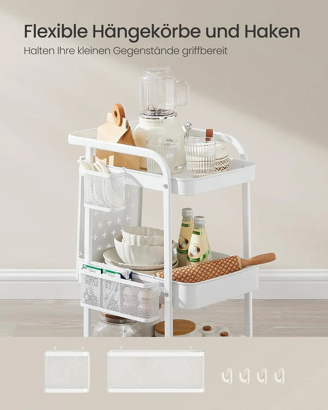 Rollwagen mit Metallgitterablagen wolkenweiss von Songmics