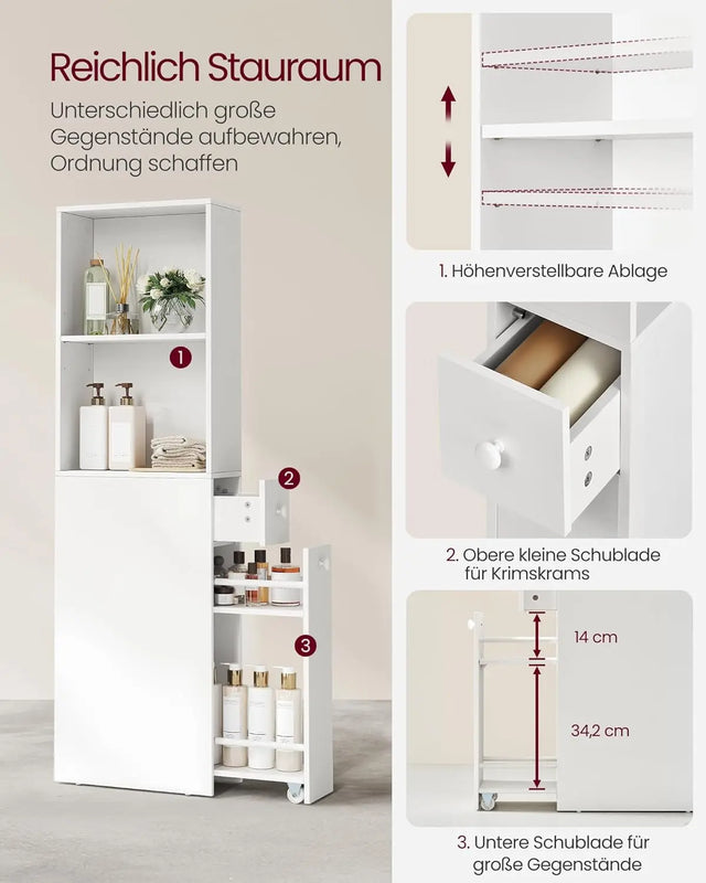 Badezimmerschrank Hochschrank freistehend klassikweiss von Songmics
